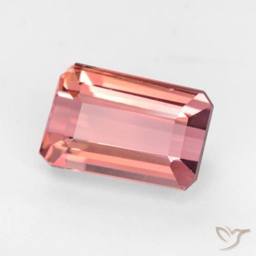 Tourmaline Orange rose naturelle Octogone / coupe Émeraude, 2.77 ct, VVS-VS
