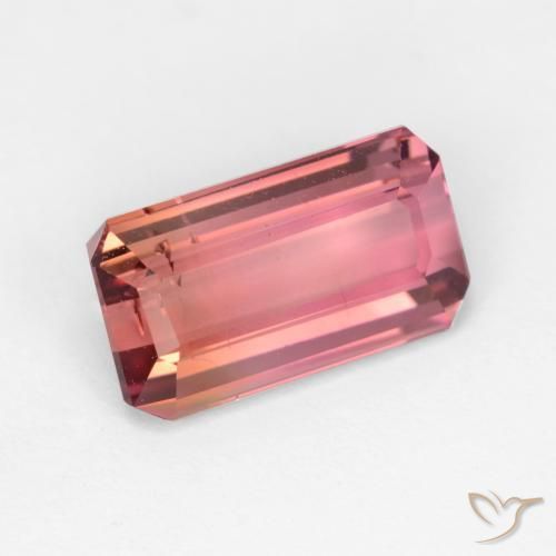 Tourmaline Punch aux fruits rouge naturelle Octogone / coupe Émeraude, 3.04 ct, SI