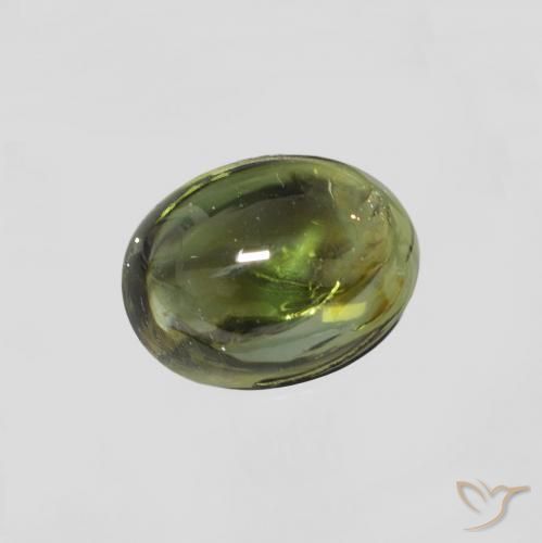 Tourmaline Vert brunâtre naturelle ovale, 1.31 ct, Transparent