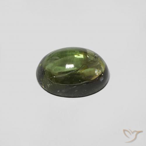 Tourmaline Vert brunâtre naturelle ovale, 1.31 ct, Transparent