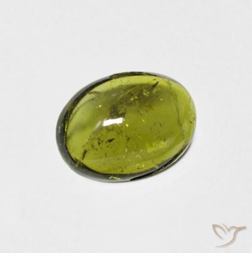 Tourmaline Vert jaunâtre naturelle ovale, 1.23 ct, Transparent