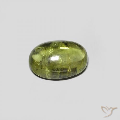 Tourmaline Vert jaunâtre naturelle ovale, 1.52 ct, Transparent