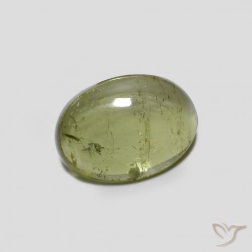 Tourmaline Vert jaunâtre naturelle ovale, 1.49 ct, Transparent
