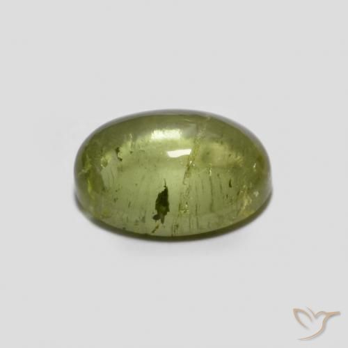 Tourmaline Vert jaunâtre naturelle ovale, 1.49 ct, Transparent