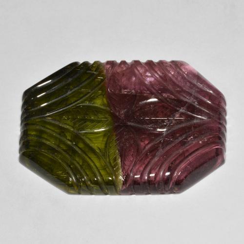 Tourmaline Multicolore naturelle Octogone / coupe Émeraude, 46.32 ct, Translucide