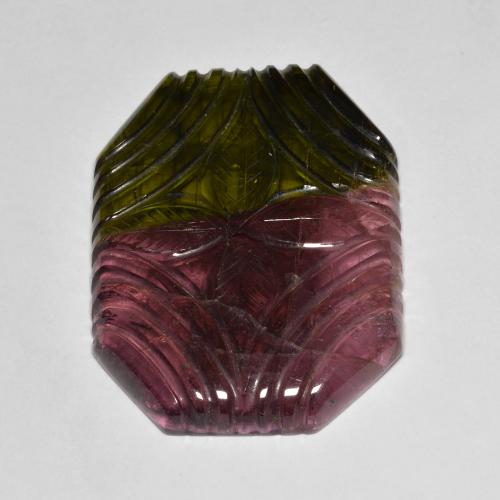 Tourmaline Multicolore naturelle Octogone / coupe Émeraude, 46.32 ct, Translucide