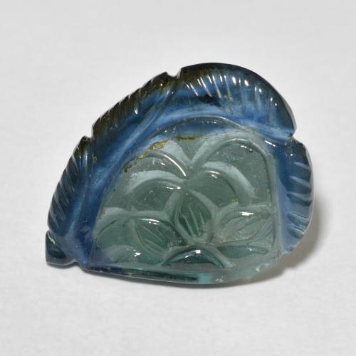 8.97ct Naturel Bleu vert moyen Tourmaline, Taille Fleur, Transparent