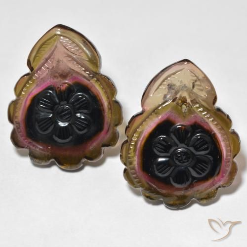 50.45ctw Naturel Multicolore Tourmaline, Taille Fleur, Transparent