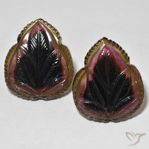 57.06ctw Naturel Multicolore Tourmaline, Taille Fleur, Transparent