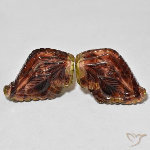 36.19ctw Naturel Multicolore Tourmaline, Taille Fleur, Transparent