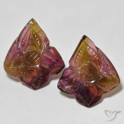 12.54ctw Naturel Orange rougeâtre Tourmaline, Taille Fleur, Transparent