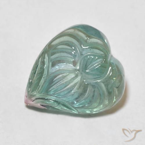 7.64ct Naturel Vert grisâtre Tourmaline, Taille Fleur, Transparent
