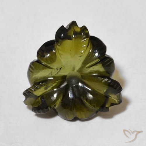 4.28ct Naturel Vert foncé Tourmaline, Taille Fleur, Transparent