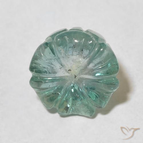 6.83ct Naturel Turquoise Tourmaline, Taille Fleur, Transparent