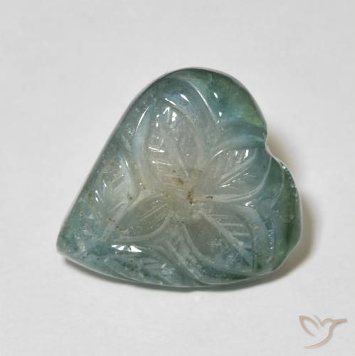 6.25ct Naturel Bleu verdâtre Tourmaline, Taille Fleur, Transparent