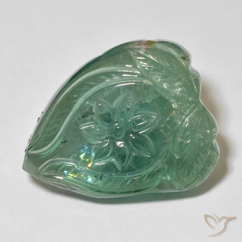 31.63ct Naturel Vert clair Tourmaline, Taille Fleur, Transparent