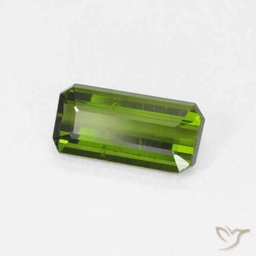 Tourmaline Vert jaunâtre naturelle Octogone / coupe Émeraude, 1.10 ct, VS