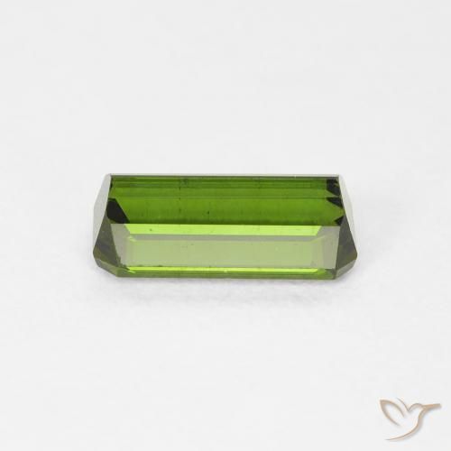 Tourmaline Vert jaunâtre naturelle Octogone / coupe Émeraude, 1.10 ct, VS