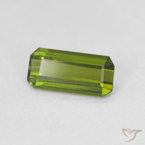 Tourmaline Vert chaud naturelle Octogone / coupe Émeraude, 0.65 ct, VS
