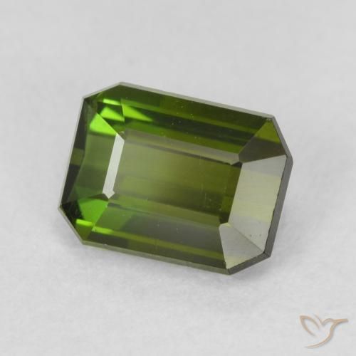 Tourmaline Vert jaunâtre naturelle Octogone / coupe Émeraude, 1.20 ct, VVS-VS