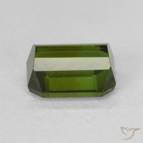 Tourmaline Vert jaunâtre naturelle Octogone / coupe Émeraude, 1.20 ct, VVS-VS