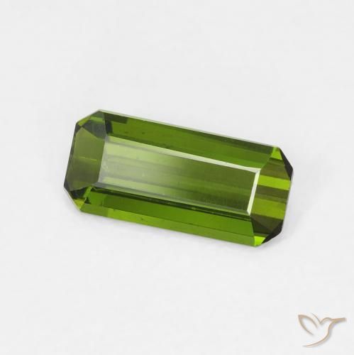 Tourmaline Vert foncé naturelle Octogone / coupe Émeraude, 0.77 ct, VVS