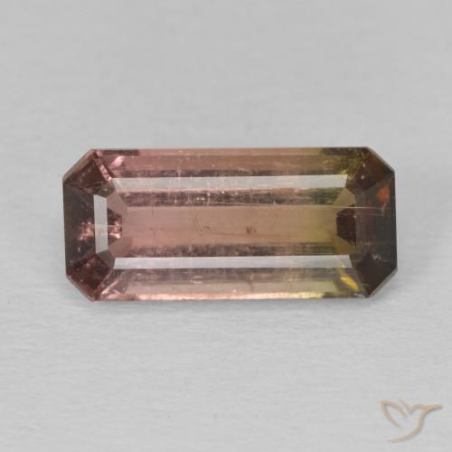3.60ct Naturel Bicolore Tourmaline, Taille émeraude, SI