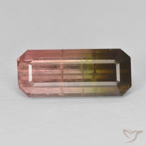 7.99ct Naturel Bicolore Tourmaline, Taille émeraude, SI