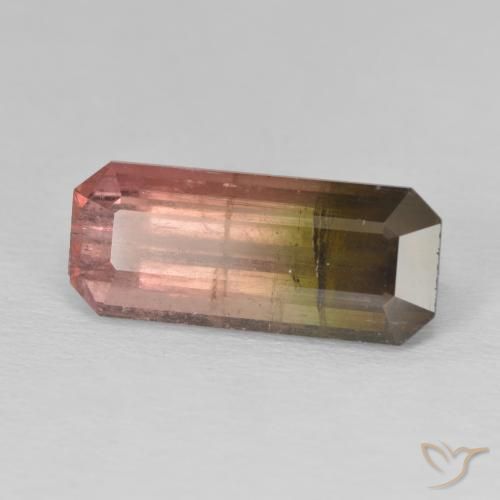 Tourmaline Bicolore naturelle Octogone / coupe Émeraude, 7.99 ct, SI