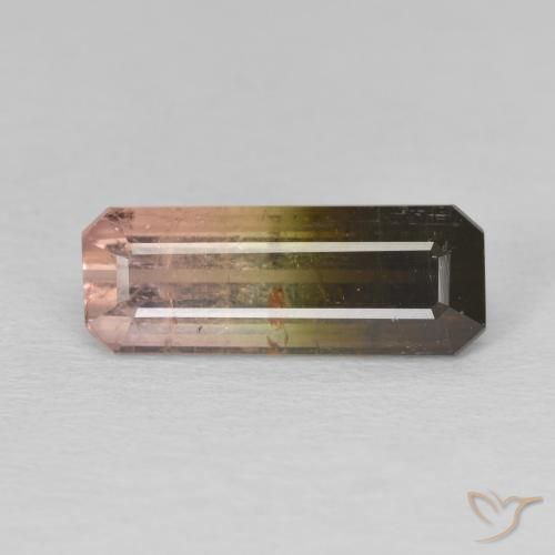 Tourmaline Bicolore naturelle Octogone / coupe Émeraude, 3.78 ct, SI