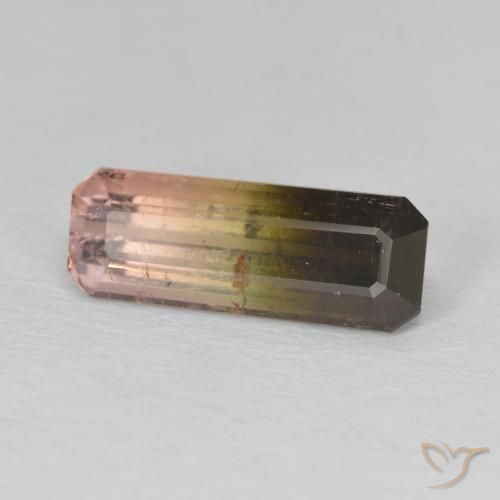 Tourmaline Bicolore naturelle Octogone / coupe Émeraude, 3.78 ct, SI