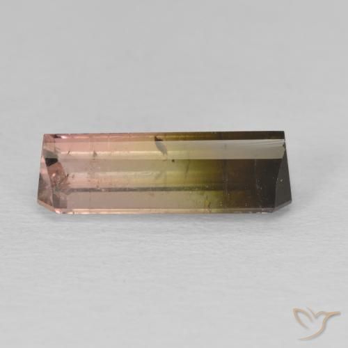 Tourmaline Bicolore naturelle Octogone / coupe Émeraude, 3.78 ct, SI