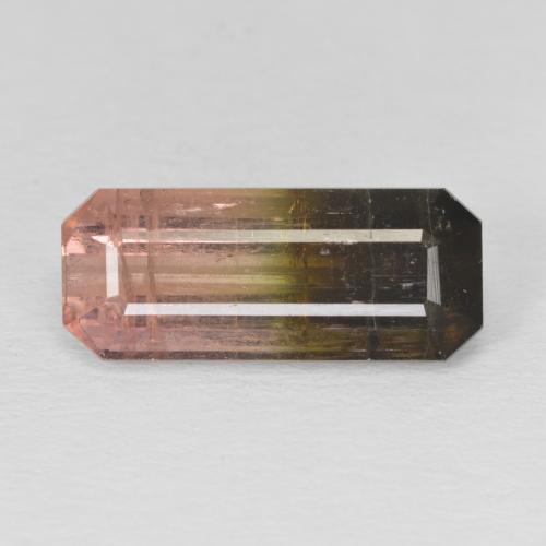 5.84ct Naturel Bicolore Tourmaline, Taille émeraude, SI