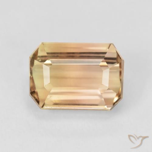 5.60ct Naturel Doré pêche léger Tourmaline, Taille émeraude, SI