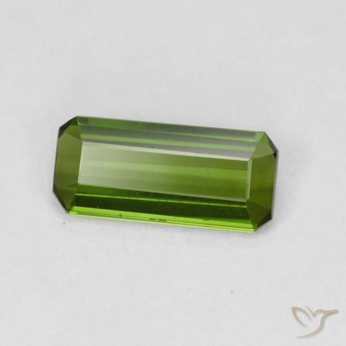 Tourmaline Vert terreux naturelle Octogone / coupe Émeraude, 0.84 ct, VVS