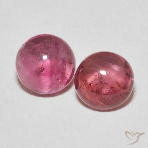 Tourmaline rose en vrac de 3,76 ct, cabochon rond de 7,4 mm du Mozambique, Photo A