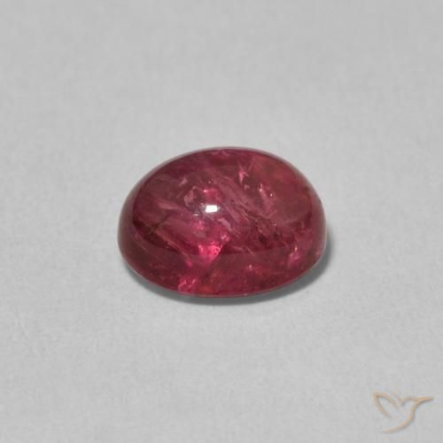 Tourmaline Rouge foncé naturelle ovale, 1.74 ct, Transparent