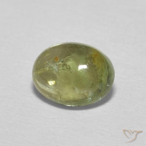 Tourmaline Vert jaunâtre naturelle ovale, 1.39 ct, Transparent