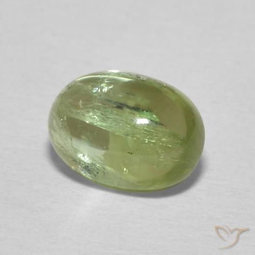 Tourmaline Vert jaunâtre naturelle ovale, 1.55 ct, Transparent