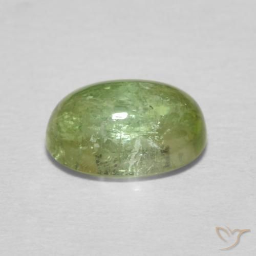 Tourmaline Vert jaunâtre naturelle ovale, 1.55 ct, Transparent