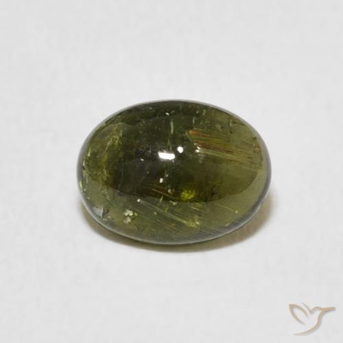 Tourmaline Vert brunâtre naturelle ovale, 1.53 ct, Transparent