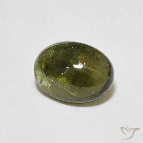 Tourmaline Vert brunâtre naturelle ovale, 1.53 ct, Transparent