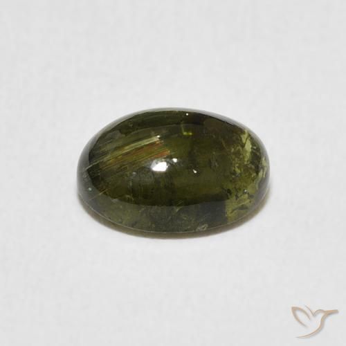 Tourmaline Vert brunâtre naturelle ovale, 1.53 ct, Transparent