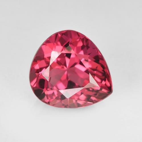 Tourmaline rouge moyen naturelle en forme de poire, 1,80 ct, VVS-VS