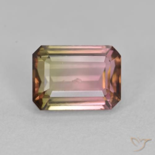 1.51ct Naturel Bicolore Tourmaline, Taille émeraude, VS