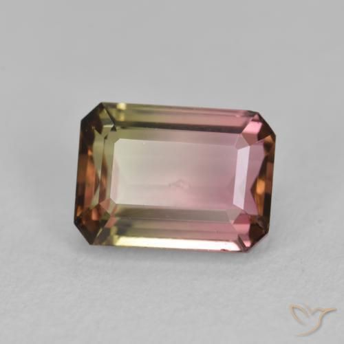 Tourmaline Bicolore naturelle Octogone / coupe Émeraude, 1.51 ct, VS