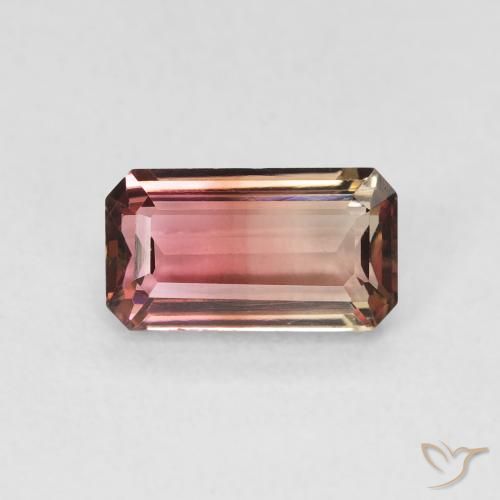 1.28ct Naturel Bicolore Tourmaline, Taille émeraude, VVS