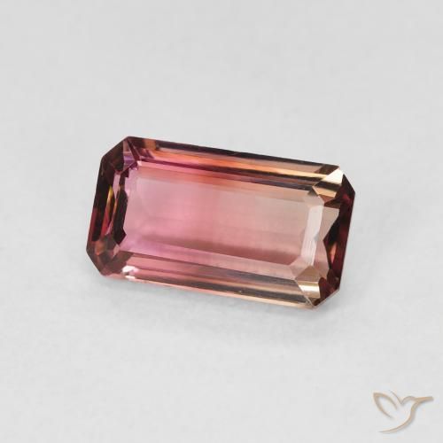 Tourmaline Bicolore naturelle Octogone / coupe Émeraude, 1.28 ct, VVS