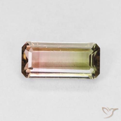 1.36ct Naturel Bicolore Tourmaline, Taille émeraude, VVS-VS