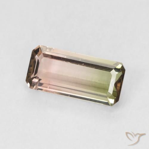 Tourmaline Bicolore naturelle Octogone / coupe Émeraude, 1.36 ct, VVS-VS